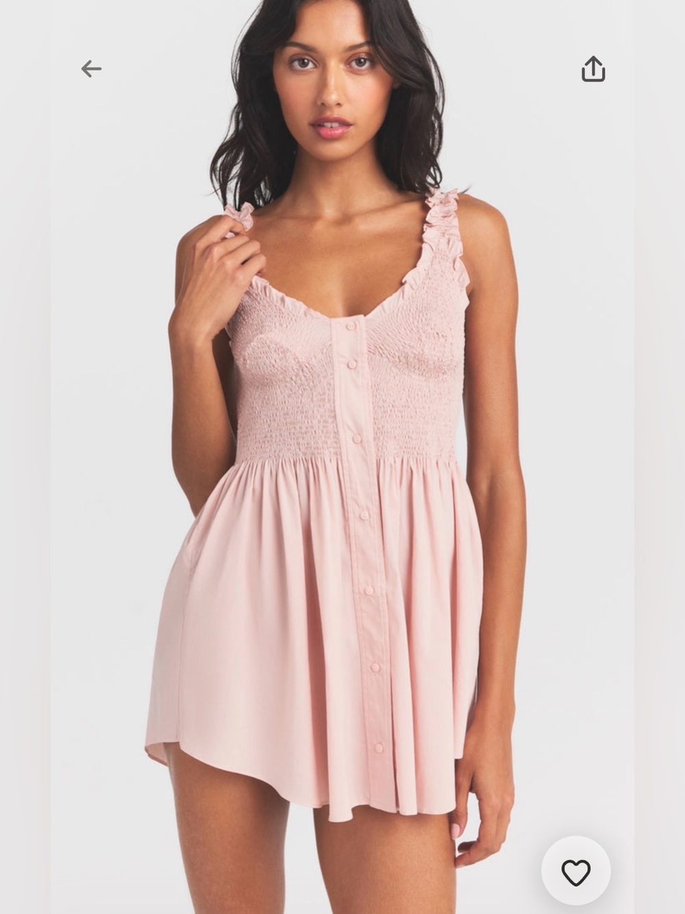 SKIMS Pink Smocked Mini Chemise with Ruffle Straps - Picture 2 of 6